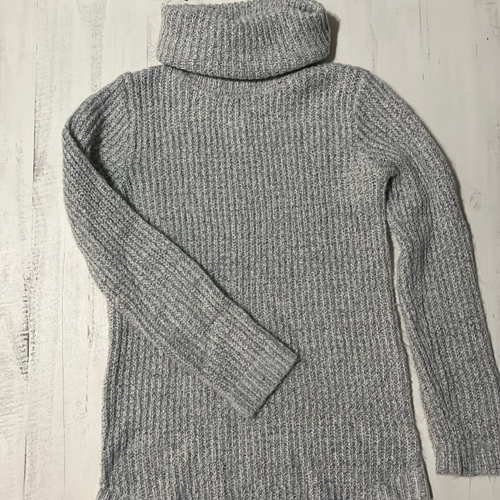 Light Gray Legging Length Turtle Neck Sweater